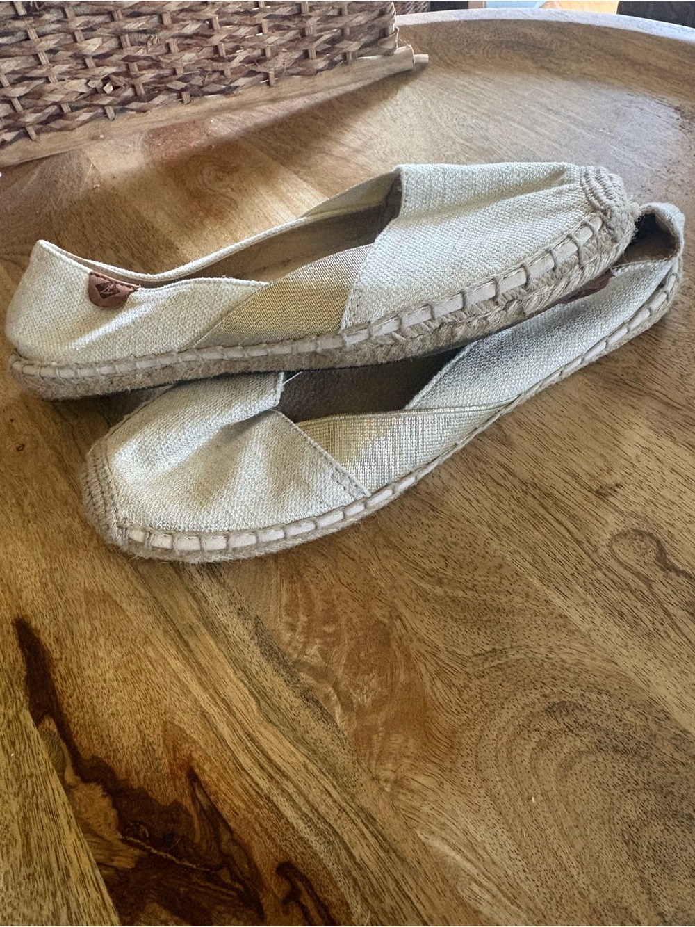 Sperry Natural Beige Canvas Espadrille Flats size 8 slip ons